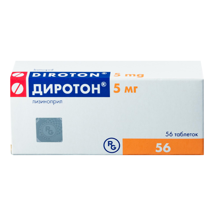 Диротон таблетки 5 мг, 56 шт