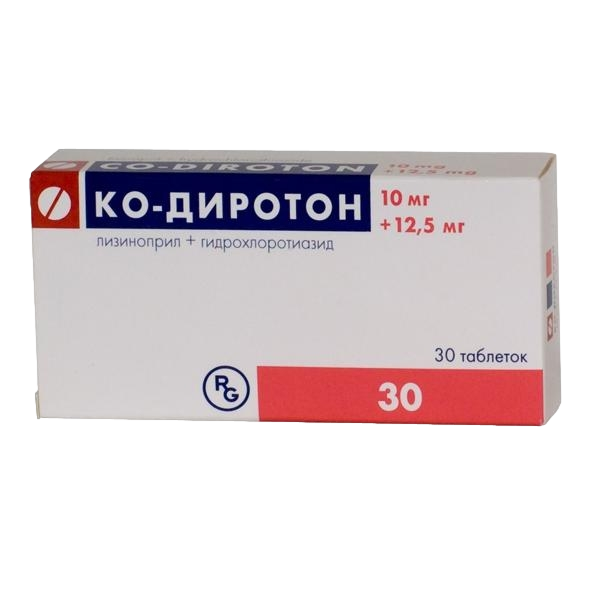 Ко-Диротон таблетки 12,5 мг+10 мг 30 шт