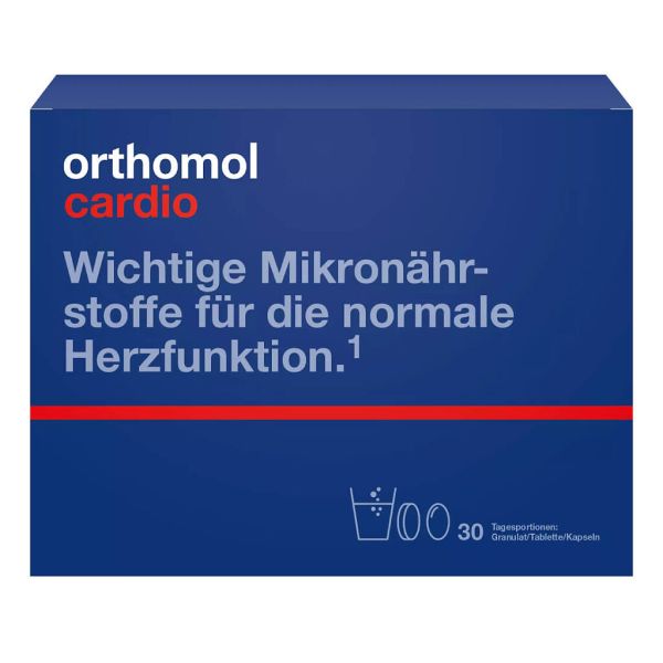 Ортомоль Кардио/Orthomol Cardio курс 30 дней набор порошок по 15 г+капсулы массой 840 мг+1275 мг+таблетки массой 371 мг 1 уп